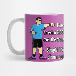 Skip the Gym Weightlifting Workout! Father's Secret to Burning Calories Without a Diet. (w/Cartoon Dad) (MD23Frd005b) Mug